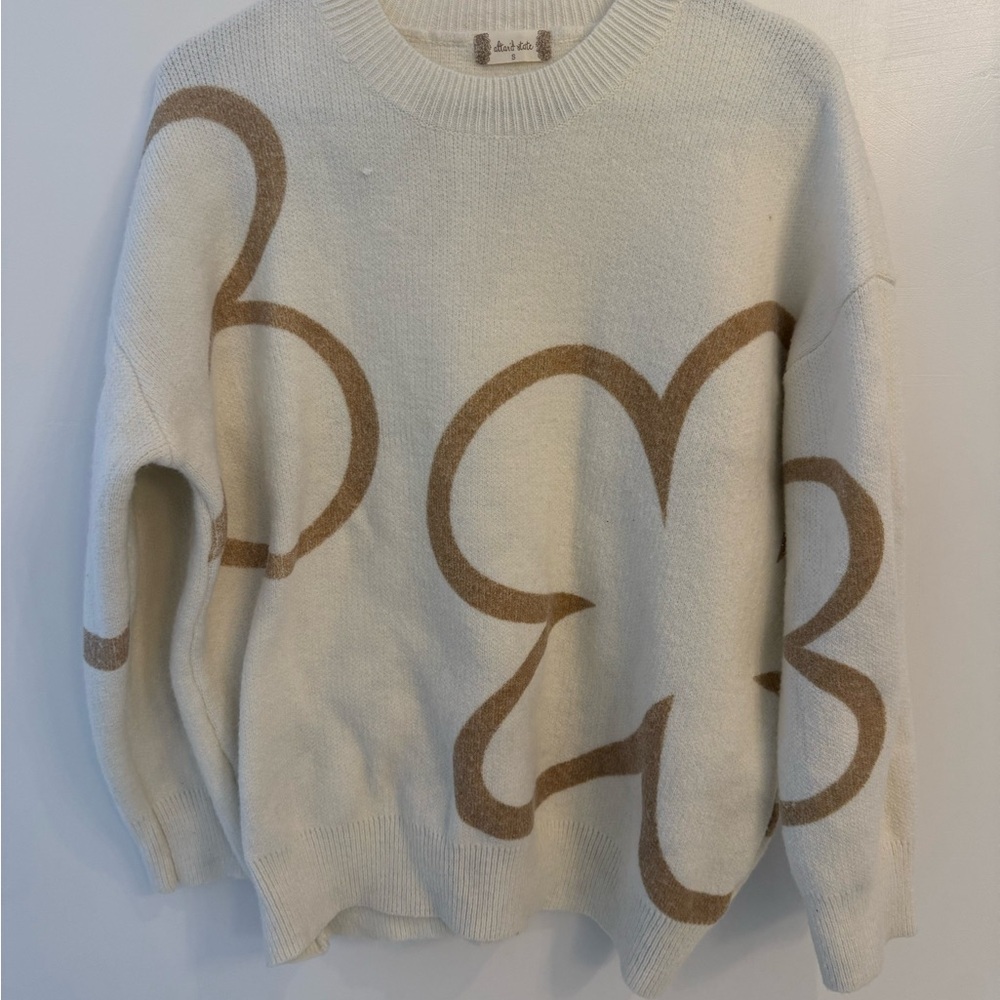 Altar'd State Cream and Brown Patterned Sweater